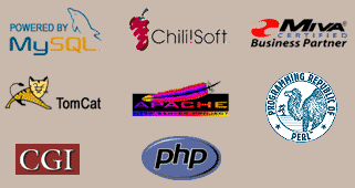 MySql , Chillisoft , Miva , Tomcat , Apache Web Server , Perl , CGI , PHP support